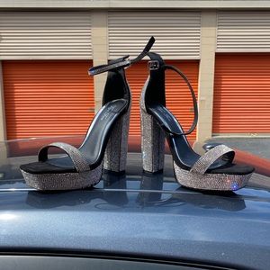 Vigo Fiore Sparkly Black Gem High Heels SZ:9